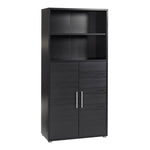 Prima Bookcase 3 Shelves with 2 Doors in Black woodgrain 