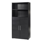 Prima Bookcase 3 Shelves with 2 Doors in Black woodgrain 