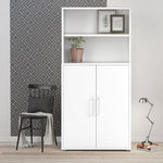 Prima Bookcase 3 Shelves with 2 Doors in White 