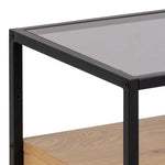Randolf Square Bedside Table with 1 Drawer in Black and Oak 