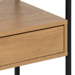 Randolf Square Bedside Table with 1 Drawer in Black and Oak 