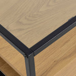 Randolf Square Coffee Table with 2 Shelves in Black and Oak 