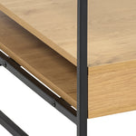 Randolf Square Coffee Table with 2 Shelves in Black and Oak 