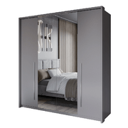 Ribble 210cm Bi-folding 4 Door Sliding Wardrobe Lava with Mirror 
