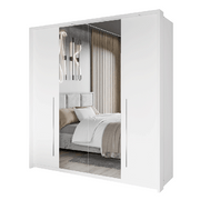 Ribble 210cm Bi-folding 4 Door Sliding Wardrobe White with Mirror 