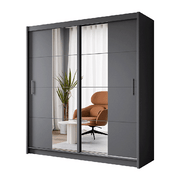Rico 203cm Sliding Door Wardrobe Graphite + Mirror 