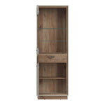 Rivero 2 Door 1 Drawer Display Cabinet in Grey and Oak 