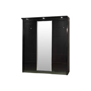 Rosy 180cm High Gloss 3 Door Sliding Wardrobe Black + Mirror 