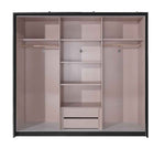 Rosy 180cm High Gloss 3 Door Sliding Wardrobe Black + Mirror 