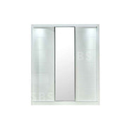 Rosy 180cm High Gloss 3 Door Sliding Wardrobe White + Mirror 