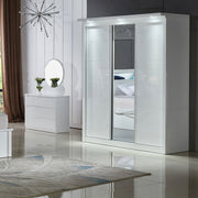Rosy 180cm High Gloss 3 Door Sliding Wardrobe White + Mirror 