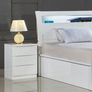 Rosy White High Gloss Bedside - Straight 