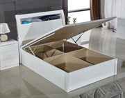 Rosy White High Gloss Ottoman Bed - Storage Lift Up | Single 3FT 
