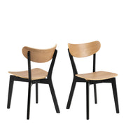 Roxby Dining Chairs in Black and Oak Set of 2 