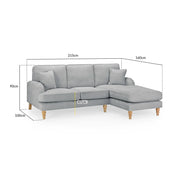Valerie Sofa - Fabric Grey Right Hand Facing Corner - 215 x 160 CM