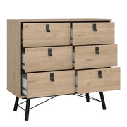 Ry 3 Piece Bundle, Bedside, Chest and 3 Door 3 Drawer Wardrobe in Jackson Hickory Oak 