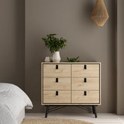 Ry 3 Piece Bundle, Bedside, Chest and 3 Door 3 Drawer Wardrobe in Jackson Hickory Oak 