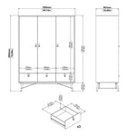 Ry 3 Piece Bundle, Bedside, Chest and 3 Door 3 Drawer Wardrobe in Jackson Hickory Oak 