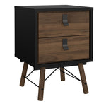 Ry 3 Piece Bundle, Bedside, Chest and 3 Door 3 Drawer Wardrobe in Matt Black Walnut 