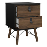 Ry 3 Piece Bundle, Bedside, Chest and 3 Door 3 Drawer Wardrobe in Matt Black Walnut 