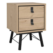 Ry Bedside Cabinet 2 Drawer Jackson Hickory Oak 