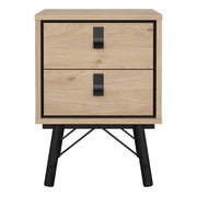 Ry Bedside Cabinet 2 Drawer Jackson Hickory Oak 