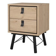 Ry Bedside Cabinet 2 Drawer Jackson Hickory Oak 