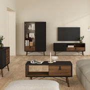 Ry China Cabinet 1 Door 1 Glass Door 1 Drawer in Matt Black Walnut 