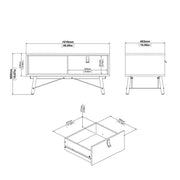 Ry Coffee Table with 1 Drawer in Matt Black Walnut 