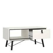 Ry Coffee Table with 1 Drawer in Matt White 