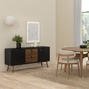 Ry Sideboard 2 Doors 2 Drawers in Matt Black Walnut 