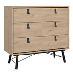 Ry Small Double Chest of Drawers 6 Drawers in Jackson Hickory Oak 