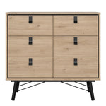 Ry Small Double Chest of Drawers 6 Drawers in Jackson Hickory Oak 