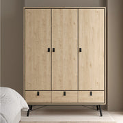 Ry Wardrobe 3 Doors 3 Drawers in Jackson Hickory Oak 