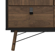 Ry Wardrobe 3 Doors 3 Drawers in Matt Black Walnut 
