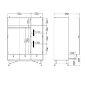 Ry Wardrobe 3 Doors 3 Drawers in Matt Black Walnut 