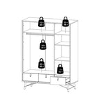 Ry Wardrobe 3 Doors 3 Drawers in Matt Black Walnut 