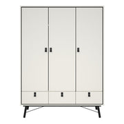 Ry Wardrobe 3 Doors 3 Drawers in Matt White 