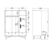 Ry Wardrobe 3 Doors 3 Drawers in Matt White 