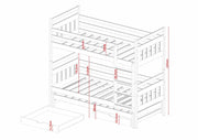 Wooden Bunk Bed Seweryn with Trundle and Storage