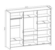 TV Sliding Door Wardrobe 254cm - Product Dimensions 2