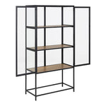Seaford 2 Glass Door Display Cabinet in Black & Oak 