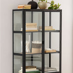 Seaford 2 Glass Door Display Cabinet in Black & Oak 
