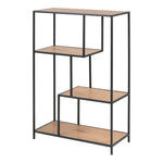 Seaford Black Metal Asymmetrical Bookcase with 3 Oak Shelves 