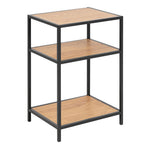 Seaford Black Metal Bedside Table with 2 Oak Shelves 