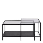 Seaford Black Metal Coffee Table Set with Glass Top 