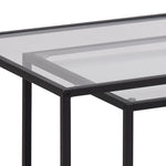 Seaford Black Metal Coffee Table Set with Glass Top 