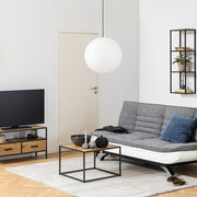 Seaford Black Metal Coffee Table with Oak Top 