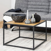 Seaford Black Metal Coffee Table with Oak Top 