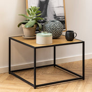 Seaford Black Metal Coffee Table with Oak Top 